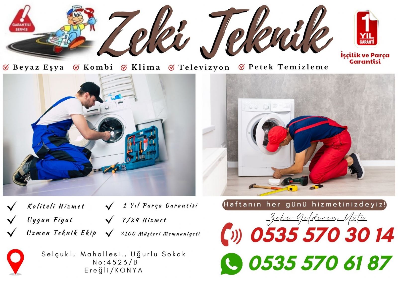 Konya/Ereğli Çamaşır Makinesi Tamircisi
